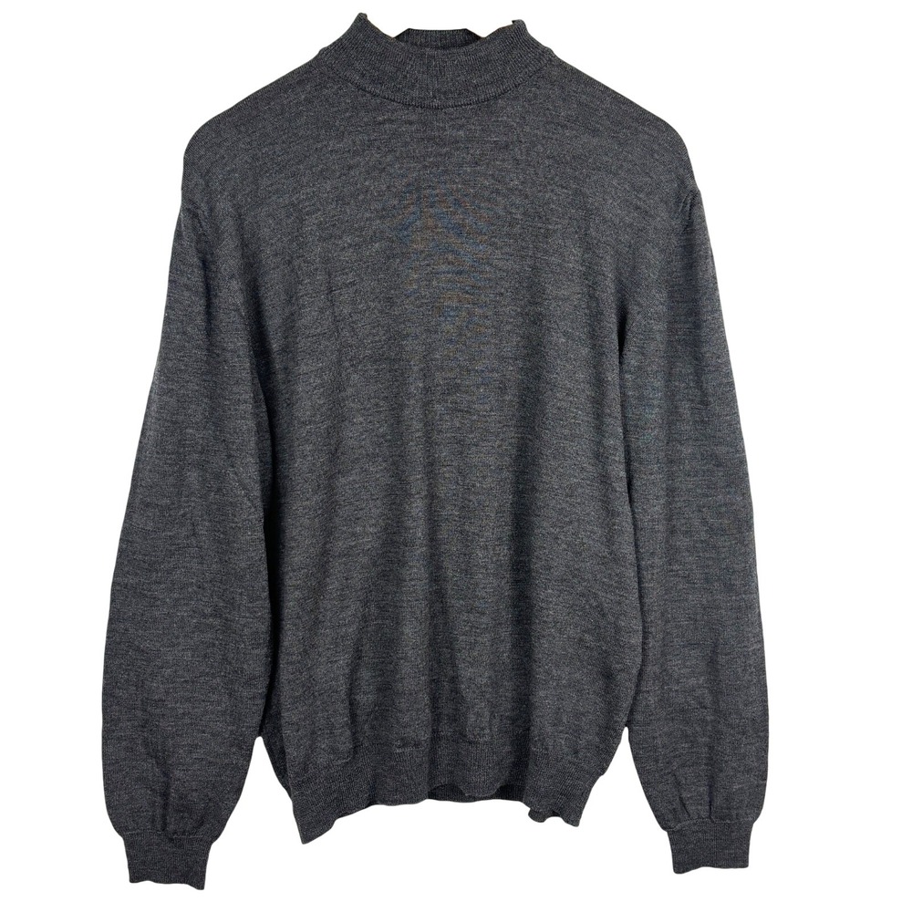 Bachrach Men Mock Neck Merino Wool Sweater Sz L Office Lightweight Breathable